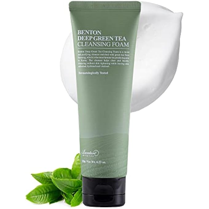 BENTON DEEP GREEN TEA CLEANSING FOAM 120G (4.23 OZ.) PORE TIGHTENING & PURIFYING FACIAL FOAM CLEANSER FOR OILY AND SENSITIVE SKIN, SMOOTH FINISH WITHOUT IRRITATION - Image 1